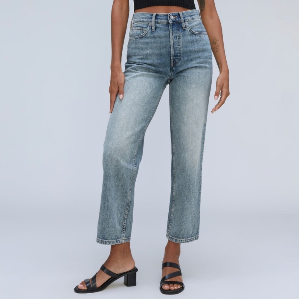 Everlane Straight Leg Jeans Rigid Way High 100% Organic Cotton Sz 29